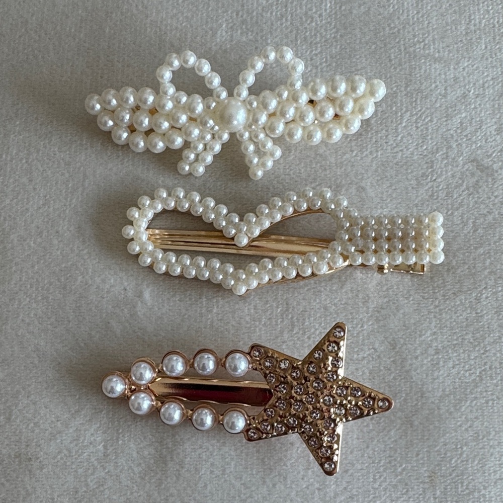 Elegant Pearl and Rhinestone Hair Clips